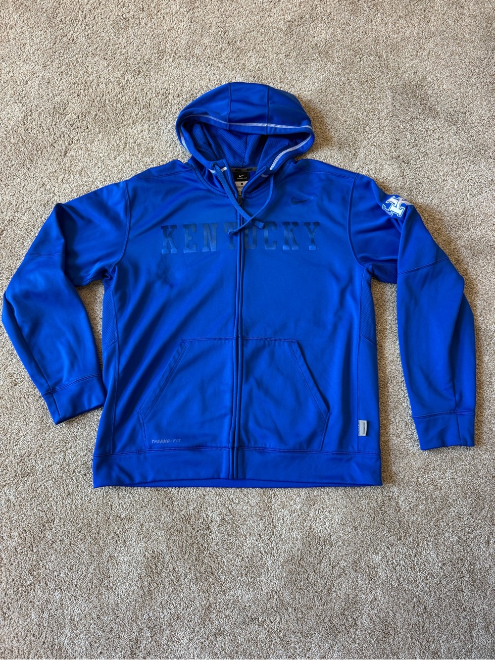 Nike Therma Fit Kentucky Wildcats Men's Large Blue Full Zip Up Hoodie Authentic
